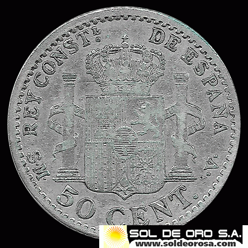NA2 - ESPANHA - 50 CENTIMOS - 1900 - MONEDA DE PLATA