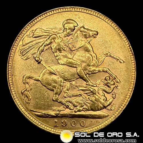 INGLATERRA - SOVEREIGN, LIBRA INGLESA (VICTORIA - CABEZA VIEJA), 1900 - MONEDA DE ORO