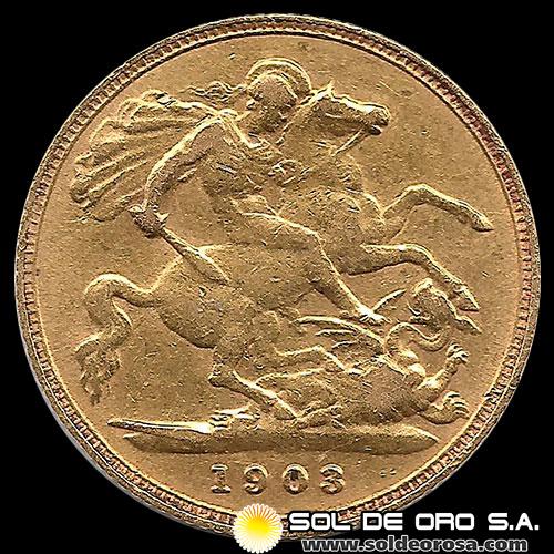 INGLATERRA - 1/2 SOVEREIGN, 1903 - EDUARDO VII - MONEDA DE ORO
