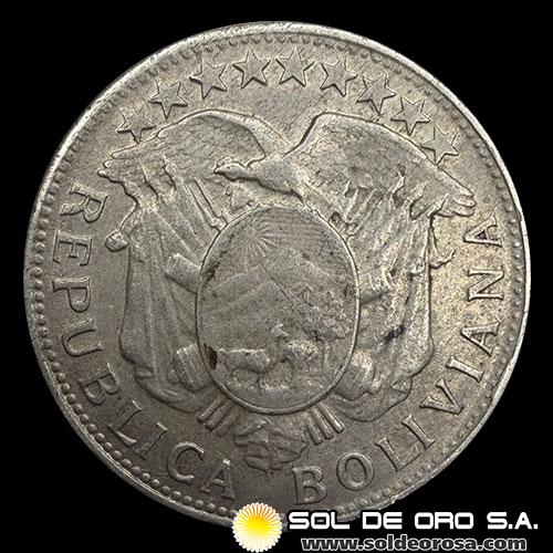 NA1 - BOLIVIA - 50 CENTAVOS, 1904 - MONEDA DE PLATA