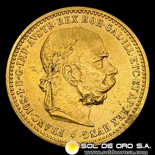 AUSTRIA - 10 CORONAS, 1905 - MONEDA DE ORO