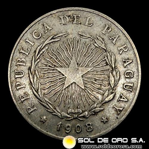 NUMIS - MONEDAS DEL PARAGUAY - 10 CENTAVOS, 1908 - MONEDA DE COBRE Y NIQUEL