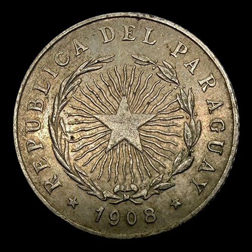 NUMIS - MONEDAS DEL PARAGUAY - 10 CENTAVOS, 1908 - MONEDA DE COBRE Y NIQUEL