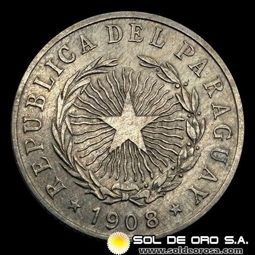 NUMIS - MONEDAS DEL PARAGUAY - 20 CENTAVOS, 1908 - MONEDA DE COBRE Y NIQUEL