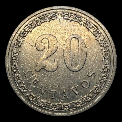 NUMIS - MONEDAS DEL PARAGUAY - 20 CENTAVOS, 1908 - MONEDA DE COBRE Y NIQUEL