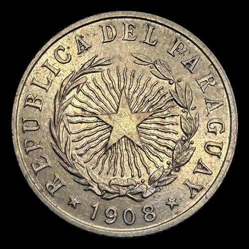 NUMIS - MONEDAS DEL PARAGUAY - 20 CENTAVOS, 1908 - MONEDA DE COBRE Y NIQUEL