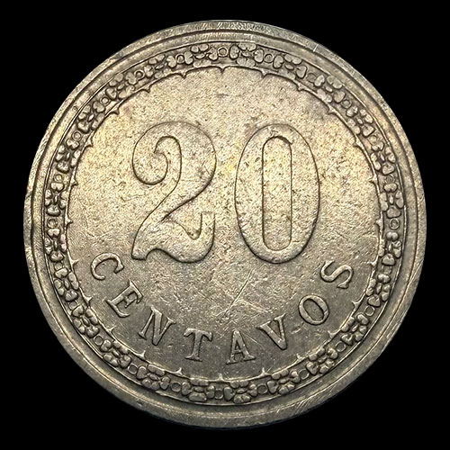 NUMIS - MONEDAS DEL PARAGUAY - 20 CENTAVOS, 1908 - MONEDA DE COBRE Y NIQUEL