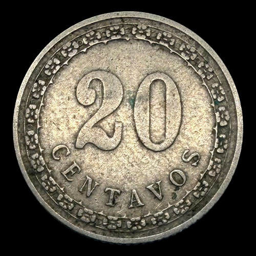 NUMIS - MONEDAS DEL PARAGUAY - 20 CENTAVOS, 1908 - MONEDA DE COBRE Y NIQUEL