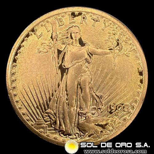 ESTADOS UNIDOS DE AMERICA - 20 DOLLARS, 1908 - DOUBLE EAGLE - MONEDA DE ORO