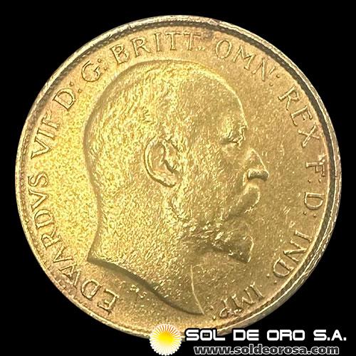 INGLATERRA - 1/2 SOVEREIGN, 1908 - EDUARDO VII - MONEDA DE ORO