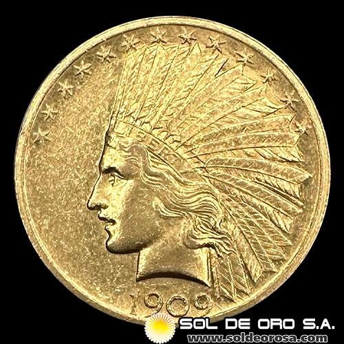 ESTADOS UNIDOS DE AMERICA - 10 DOLLARS, 1909 - INDIAN HEAD - MONEDA DE ORO