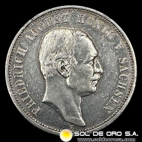 NA1 - ALEMANIA - 3 MARK, 1909 - FREDERICK AUGUST III - REINO DE SAJONIA - MONEDA DE PLATA