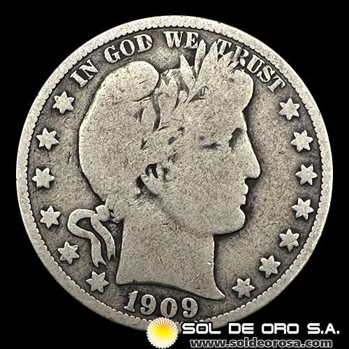 NA3 - ESTADOS UNIDOS DE AMERICA - BARBER HALF DOLLAR, 1909 - MONEDA DE PLATA