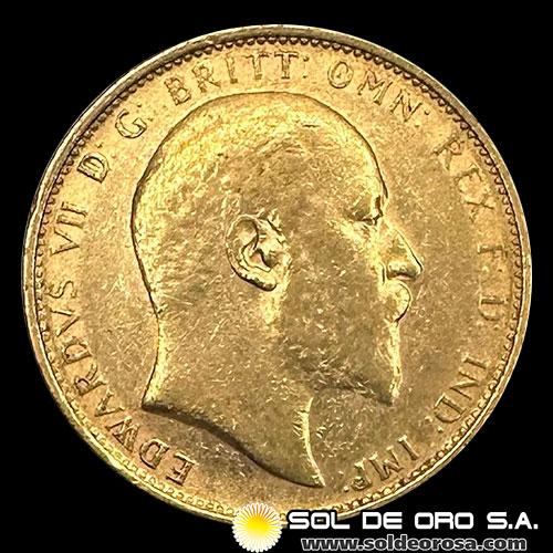 INGLATERRA - SOVEREIGN, LIBRA INGLESA (EDUARDO VII) - 1910 - MONEDA DE ORO