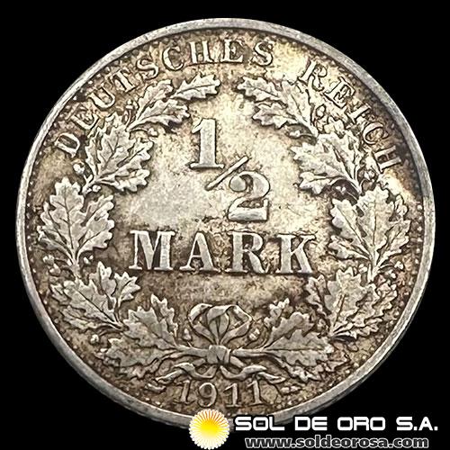 NA1 - ALEMANIA - 1/2 MARK, 1911 - MONEDA DE PLATA