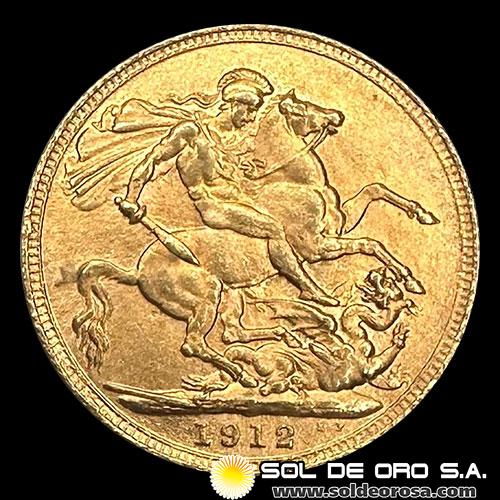 INGLATERRA - SOVEREIGN, LIBRA INGLESA (GEORGE V) - 1912 - MONEDA DE ORO