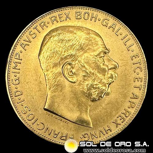 AUSTRIA - 100 CORONAS, 1915 - MONEDA DE ORO