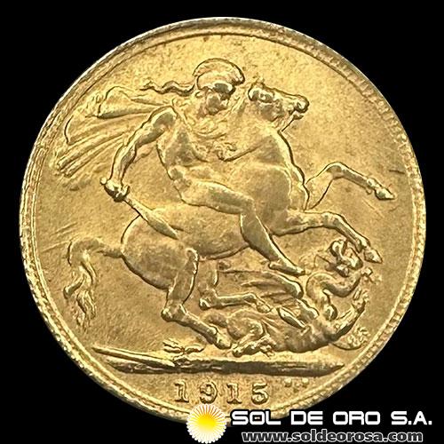 INGLATERRA - SOVEREIGN, LIBRA INGLESA (GEORGE V) - 1915 - MONEDA DE ORO