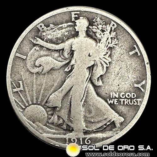NA3 - ESTADOS UNIDOS DE AMERICA - WALKING LIBERTY HALF DOLLAR, 1916 - FIRST YEAR - MONEDA DE PLATA