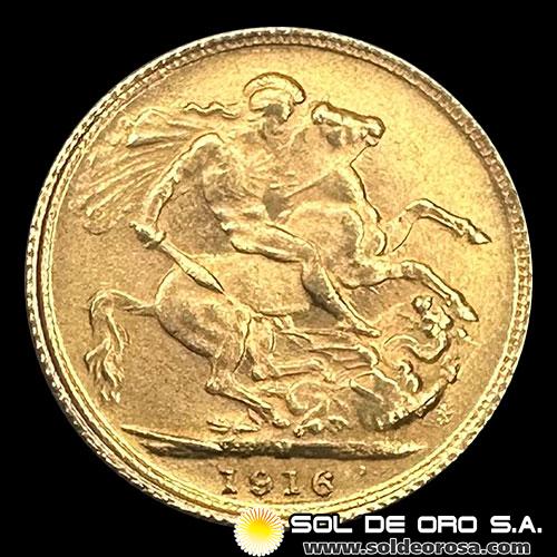 INGLATERRA - SOVEREIGN, LIBRA INGLESA (GEORGE V) - 1916 - MONEDA DE ORO