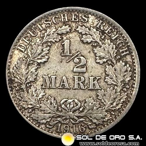 NA1 - ALEMANIA - 1/2 MARK, 1916 - MONEDA DE PLATA