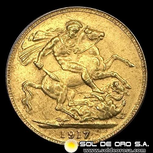 INGLATERRA - SOVEREIGN, LIBRA INGLESA (GEORGE V) - 1917 - MONEDA DE ORO