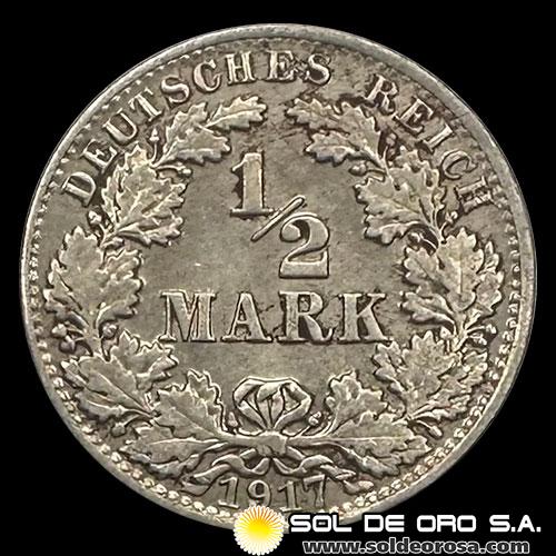 NA1 - ALEMANIA - 1/2 MARK, 1917 - MONEDA DE PLATA