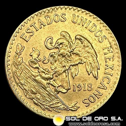 ESTADOS UNIDOS MEXICANOS - 20 PESOS, 1918 - MONEDA DE ORO