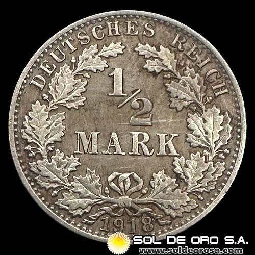 NA1 - ALEMANIA - 1/2 MARK, 1918 - MONEDA DE PLATA