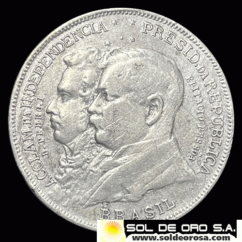 NA1 - BRASIL - 2000 REIS - 1922 - CENTENARIO DE LA INDEPENDENCIA - MONEDA DE PLATA