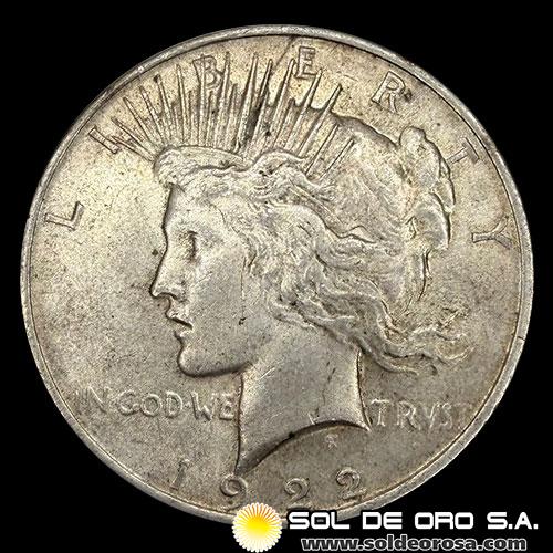 NA3 - ESTADOS UNIDOS DE AMERICA - PEACE DOLLAR, 1922 - PHILADELPHIA - MONEDA DE PLATA