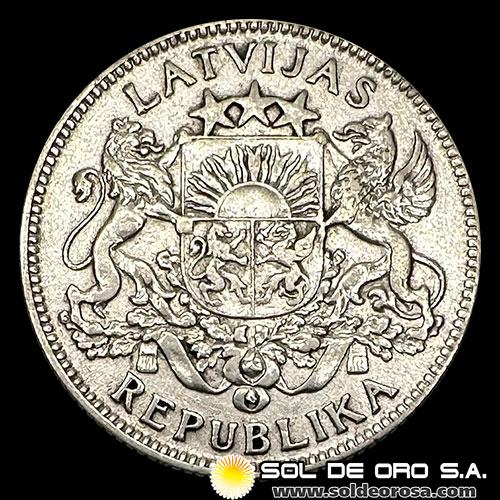 NA3 - LETONIA - 1 LATS, 1924 - MONEDA DE PLATA