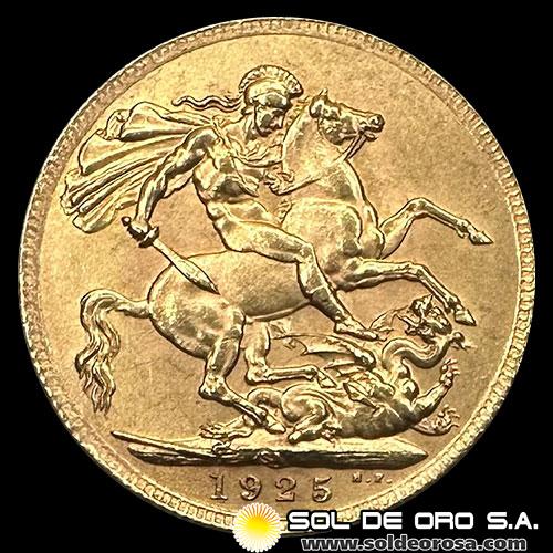 INGLATERRA - SOVEREIGN (GEORGE V), LIBRA INGLESA, 1925 - MONEDA DE ORO