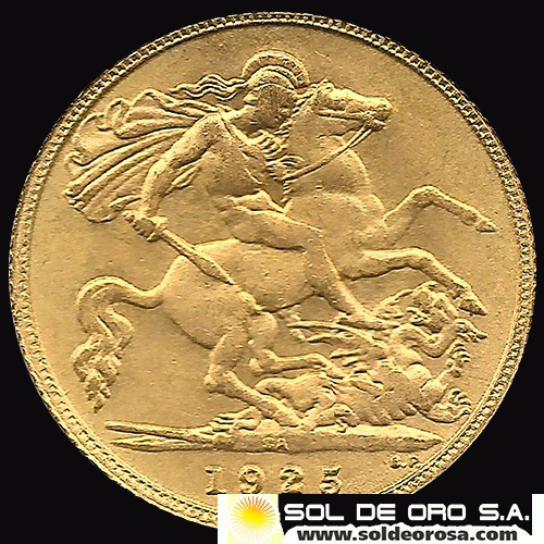 INGLATERRA - 1/2 SOVEREIGN, 1925 - MONEDA DE ORO