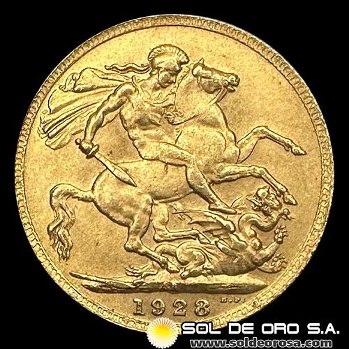 INGLATERRA - SOVEREIGN, LIBRA INGLESA (GEORGE V) - 1928 - MONEDA DE ORO