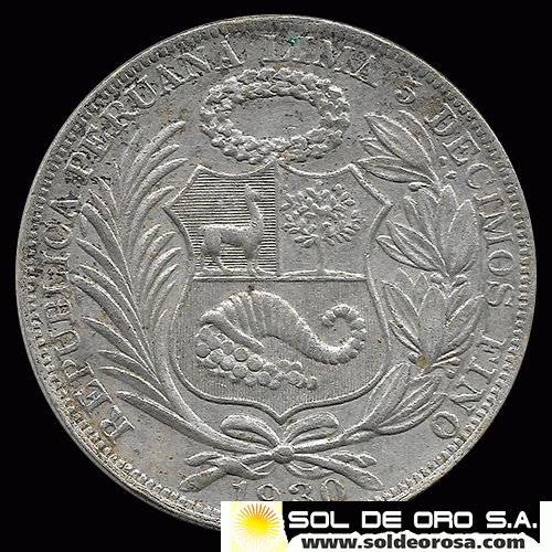 NA4 - REPUBLICA PERUANA - 1 SOL - 1930 - MONEDA DE PLATA