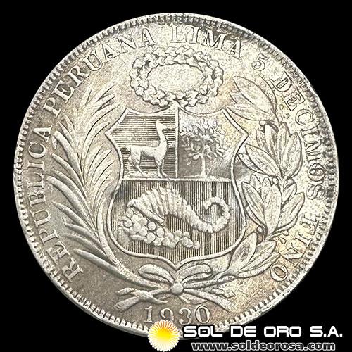 NA4 - REPUBLICA PERUANA - 1 SOL - 1930 - MONEDA DE PLATA