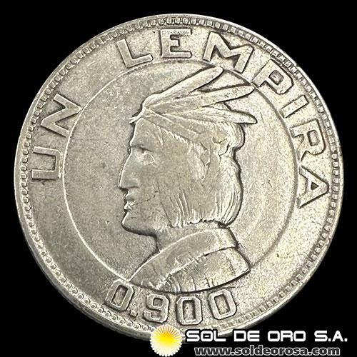 NA3 - HONDURAS - 1 LEMPIRA, 1933 - MONEDA DE PLATA