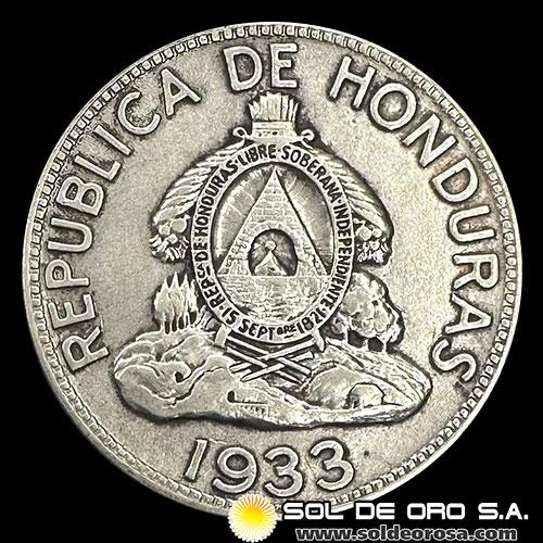 NA3 - HONDURAS - 1 LEMPIRA, 1933 - MONEDA DE PLATA