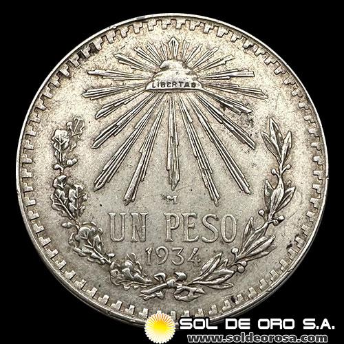 NA4 - MEXICO - 1 PESO, 1934 - MONEDA DE PLATA