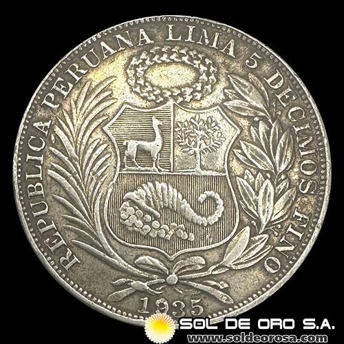 NA4 - REPUBLICA PERUANA - 1 SOL - 1935 - MONEDA DE PLATA