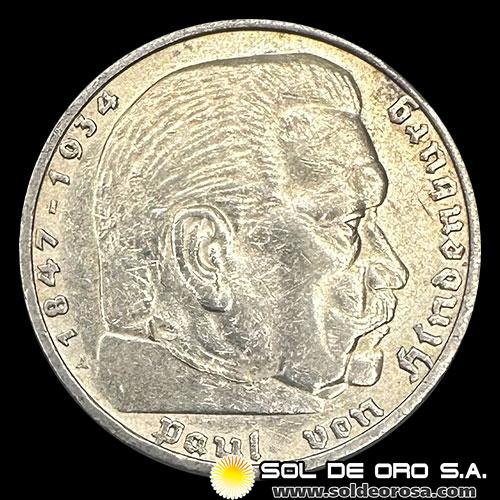 NA1 - ALEMANIA - 5 REICHSMARK, 1937 - MONEDA DE PLATA