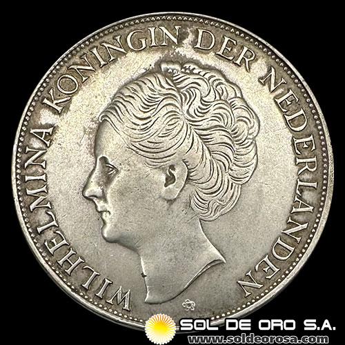 NA3 - HOLANDA - CURAZAO - 2 1/2 GULDEN, 1944 - GUILLERMINA - MONEDA DE PLATA