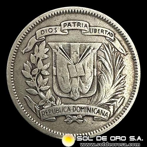 NA2 - REPUBLICA DOMINICANA - 25 CENTAVOS, 1944 - MONEDA DE PLATA