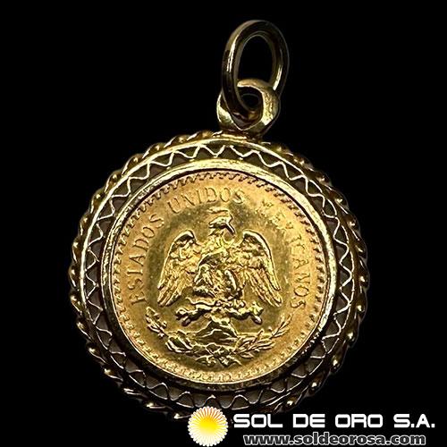 NO - REPUBLICA DE MEXICO - 2 Y MEDIO PESOS, 1945 - ENGARCE DE ORO 18K - MONEDA DE ORO