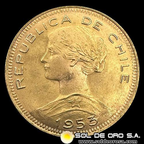 REPUBLICA DE CHILE - 100 PESOS - 1953 - MONEDA DE ORO