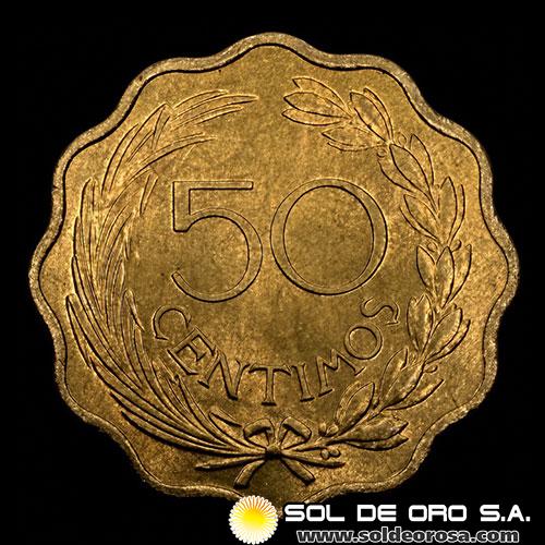 NUMIS - MONEDAS DEL PARAGUAY - 50 CENTIMOS, 1953 - MONEDA DE COBRE, NIQUEL Y ZINC