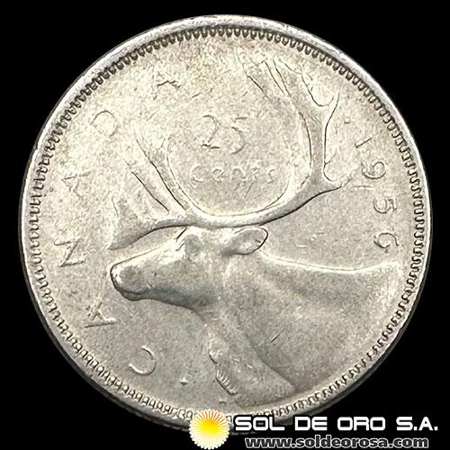 NA2 - CANADA - 25 CENTS - 1956 - MONEDA DE PLATA