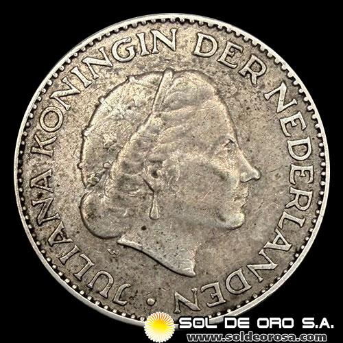 NA2 - HOLANDA - 1 GULDEN, 1957 - MONEDA DE PLATA