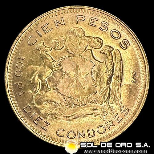 REPUBLICA DE CHILE - 100 PESOS - 1959 - MONEDA DE ORO